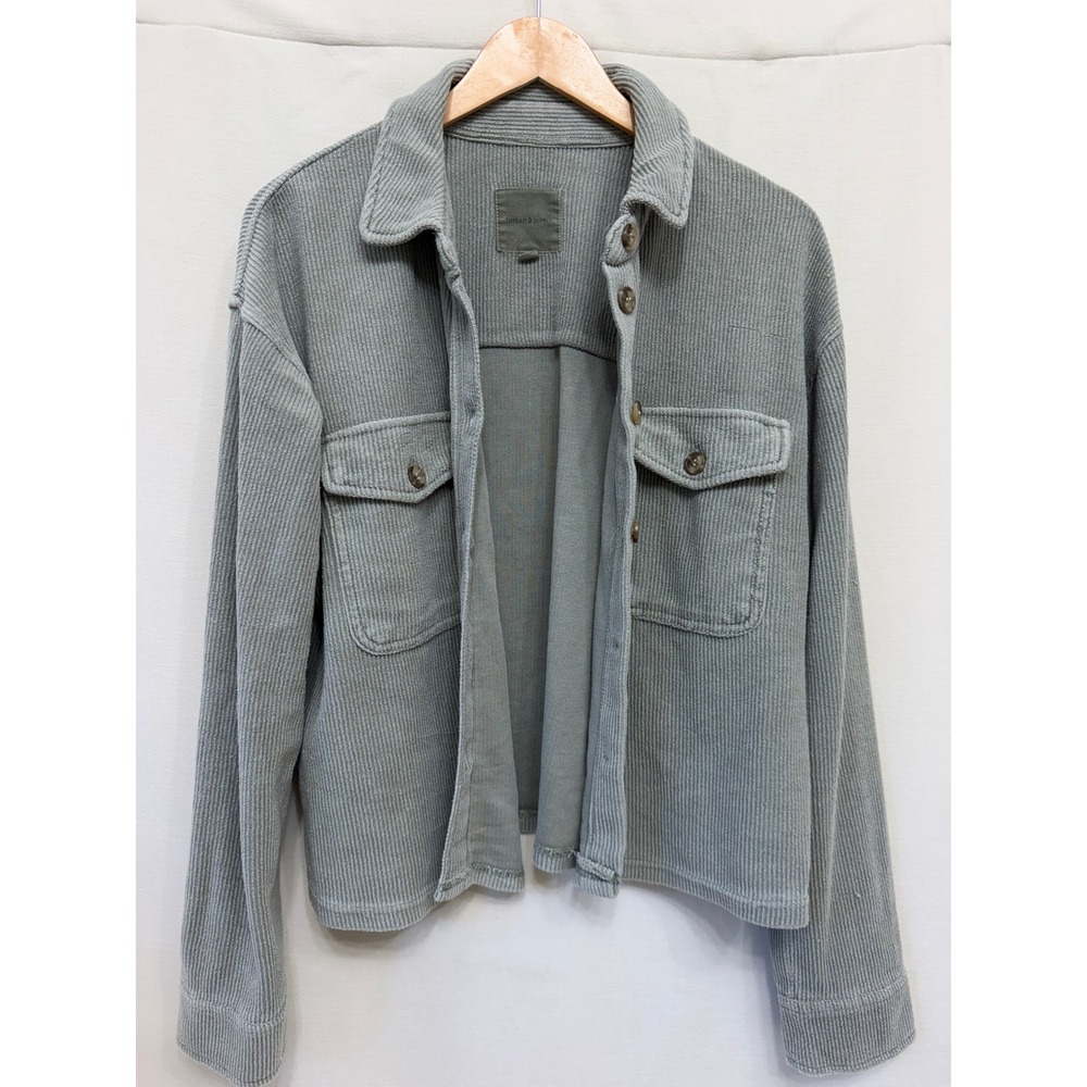Thread & Supply Sage Green Corduroy Shacket Button Utility Jacket Large L
